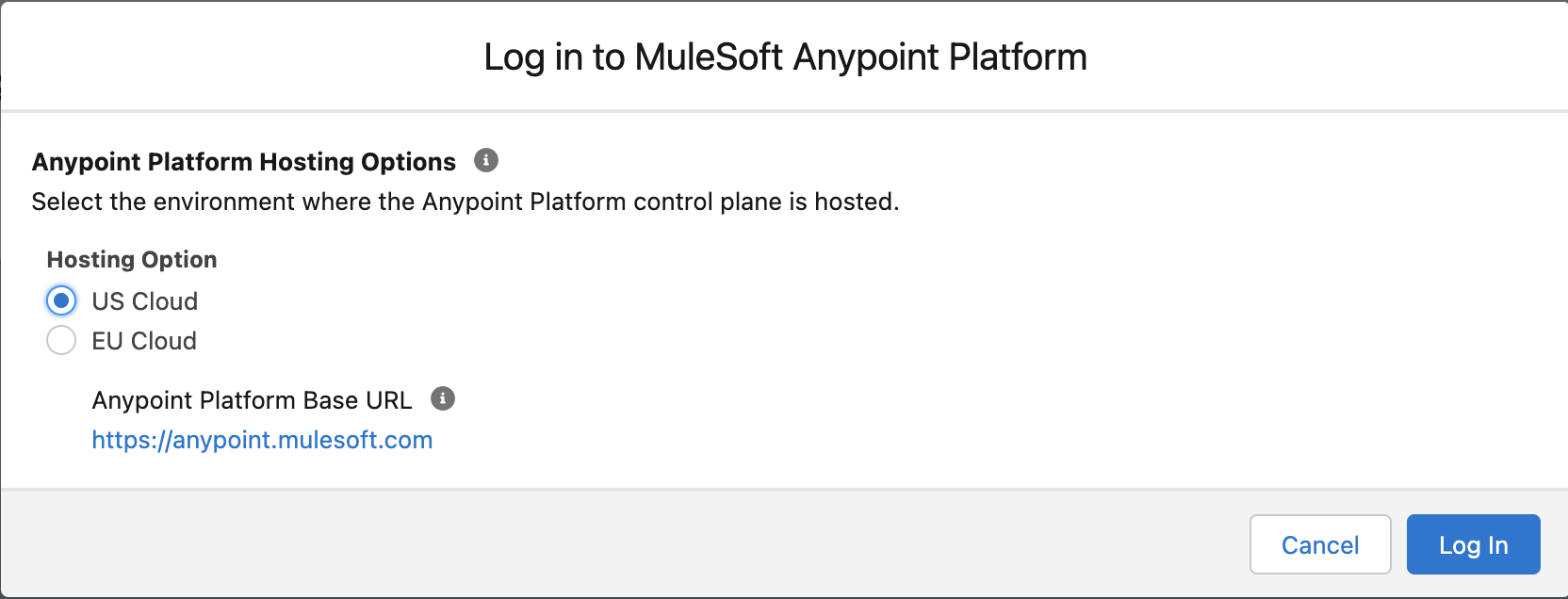 mulesoft services configure hosting option