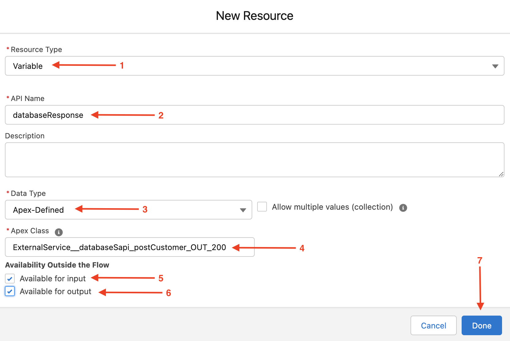 create action output var
