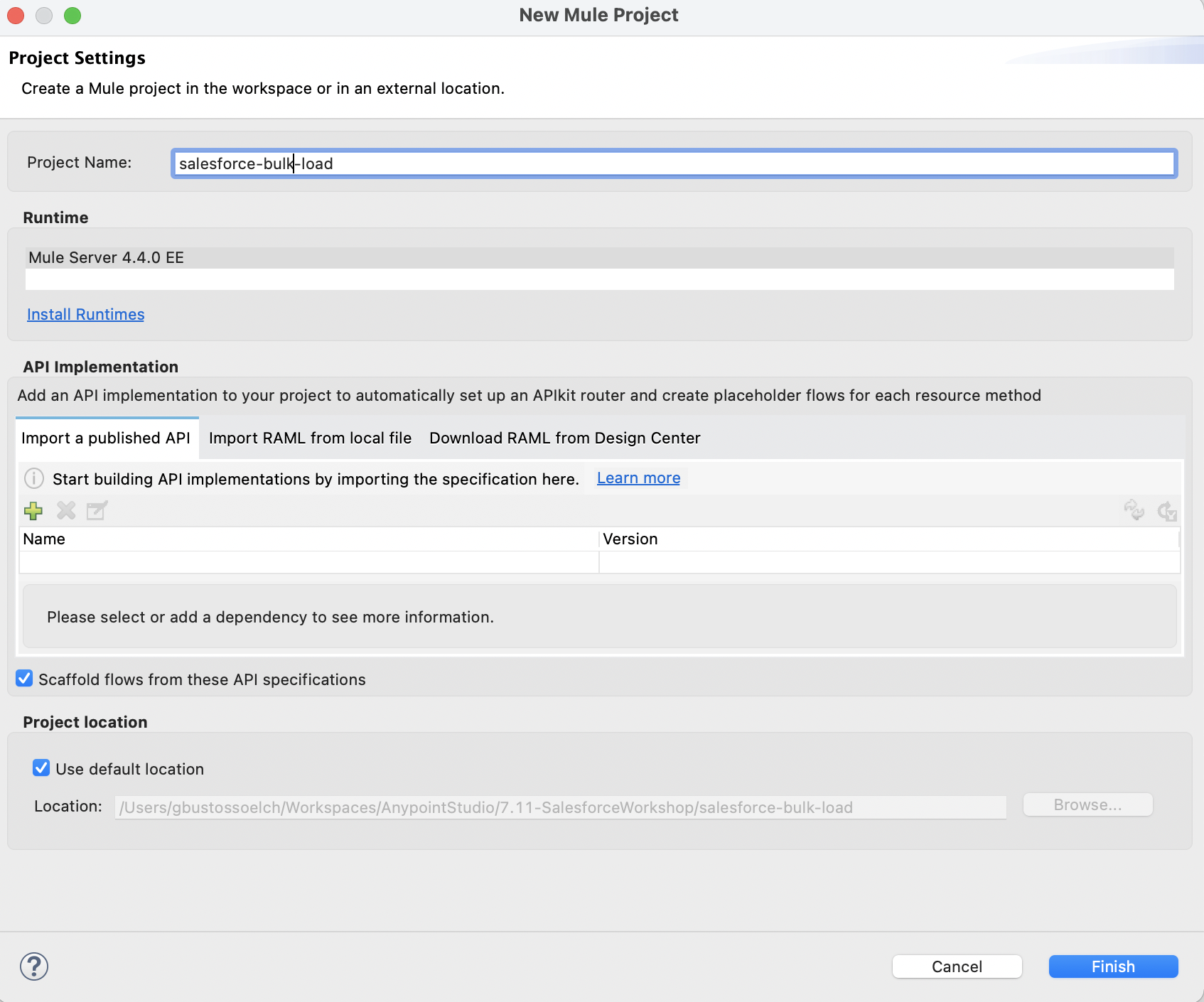 Create New Project salesforce bulk load Screenshot 2021 12 13 at 10.05.17